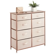 mDesign Tall Storage Dresser Furniture, 8 Slim Fabric Drawers, Lt Pink/Rose Gold