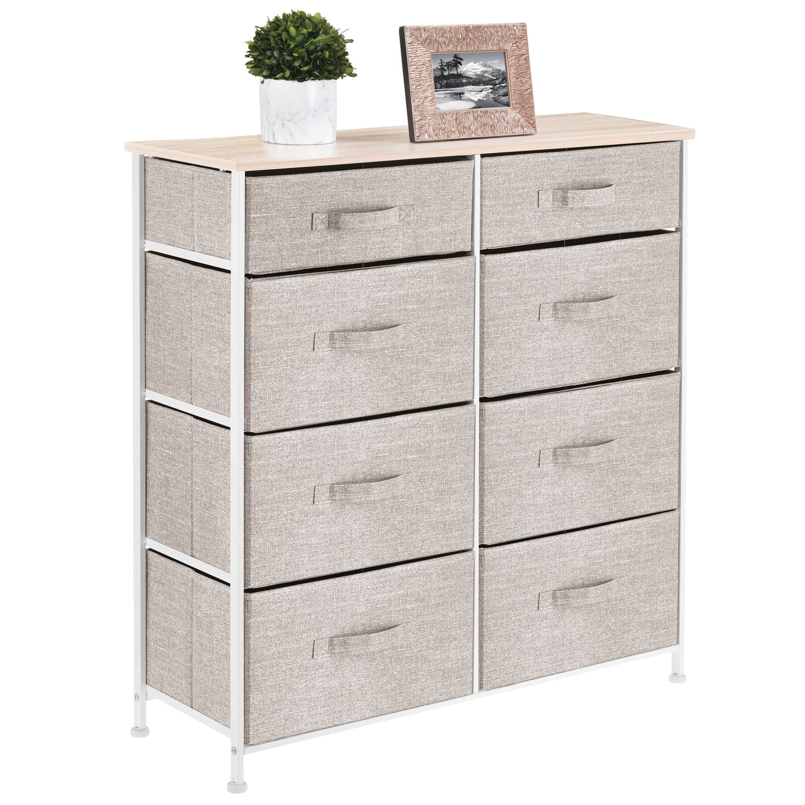 mDesign Tall Storage Dresser Furniture with 8 Slim Fabric Drawers, Linen/Tan - Walmart.com