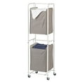 thumbnail image 1 of mDesign Vertical Portable Laundry Hamper Basket - Metal Frame - Taupe/White, 1 of 6