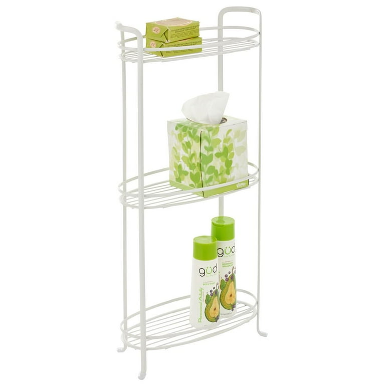 mDesign Vertical Standing Kitchen Pantry Food Shelving with 3 Baskets