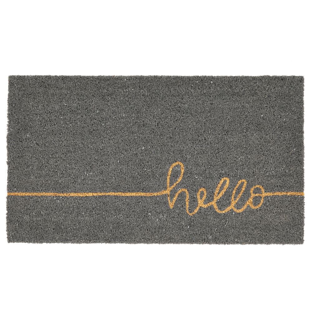 Gray and Natural Coir Outdoor Welcome Doormat