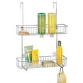 thumbnail image 1 of mDesign Wide Metal Over Door Hanging Shower Caddy, 2 Hooks and Baskets - Chrome, 1 of 7