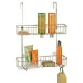 thumbnail image 1 of mDesign Wide Metal Over Door Hanging Shower Caddy, 2 Hooks and Baskets - Satin, 1 of 7