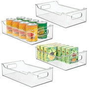 mDesign Wide Plastic Kitchen Storage Container Bin with Handles, 4 Pack - Clear