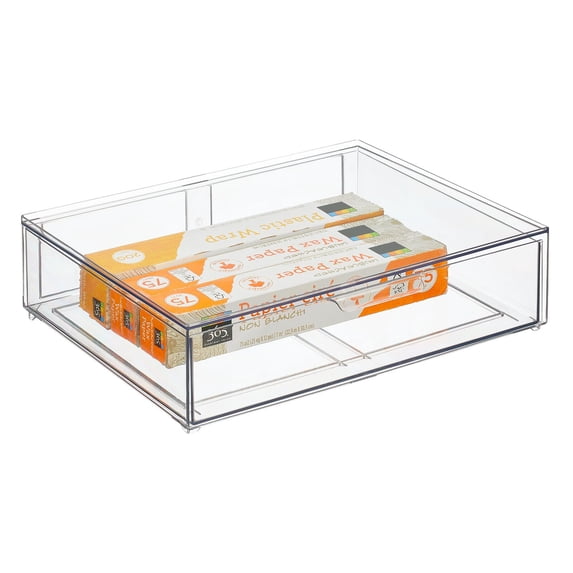 mDesign Stackable Kitchen Storage Organizer Bin with Pull-Out Drawer ...