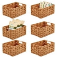 thumbnail image 1 of mDesign Woven Farmhouse Kitchen Pantry Food Storage Basket Box, 6 Pack, Camel, 1 of 8