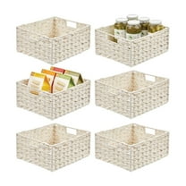 mDesign Woven Farmhouse Kitchen Pantry Food Storage Basket Box, 6 Pack, White