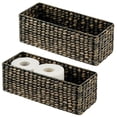 thumbnail image 1 of mDesign Woven Hyacinth Bathroom Toilet Tank Storage Basket, 2 Pack, Black Wash, 1 of 9