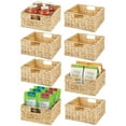 thumbnail image 1 of mDesign Woven Hyacinth Kitchen Basket Organizer with Handles - 8 Pack - Natural, 1 of 8