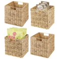 thumbnail image 1 of mDesign Woven Hyacinth Kitchen Storage Organizer Basket Bin, 4 Pack, Natural/Tan, 1 of 8