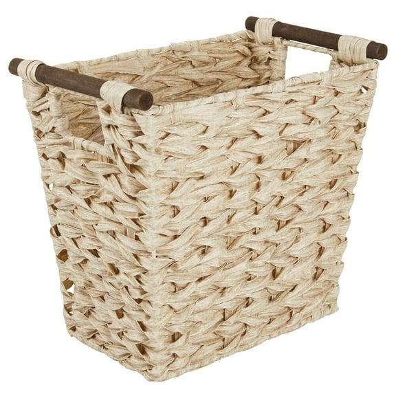 mDesign Woven Plastic Trash Can Wastebasket, Garbage Container Bin - Natural