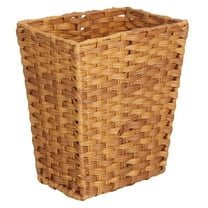 mDesign Woven Rectangle Decorative Garbage Wastebasket Trash Bin - Camel