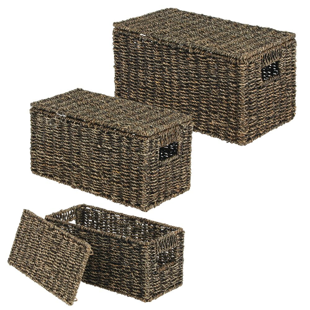 SMALL STORAGE BASKETS WITH LID 3 PIECE SETS 7 3/8” X 5 5/8” X 3 3/8” C –  GloDea