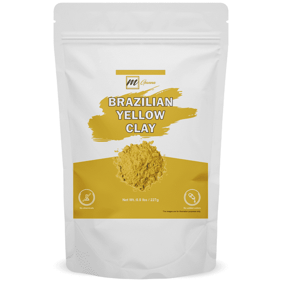 mGanna Brazilian Yellow Clay Powder for Face mask and Soap Making 0.5 lbs / 227 Gms