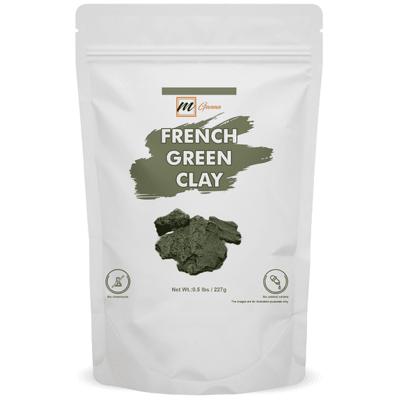 mGanna French Green Clay Powder for Face Mask and Soap Making 0.22 lbs / 100 Gms