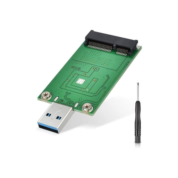 mSATA Adapter, mSATA to USB 3.0 Adapter, USB mSATA SSD Reader, 50mm Mini SATA Converter as Portable Flash Drive External Hard Drive (No Cable Needed)
