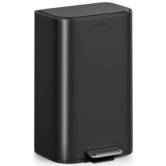 mVm 10.6 Gal Kitchen Trash Can, Step Trash Can with Lid, Smooth Edge Garbage Bin for Home Office (Black)