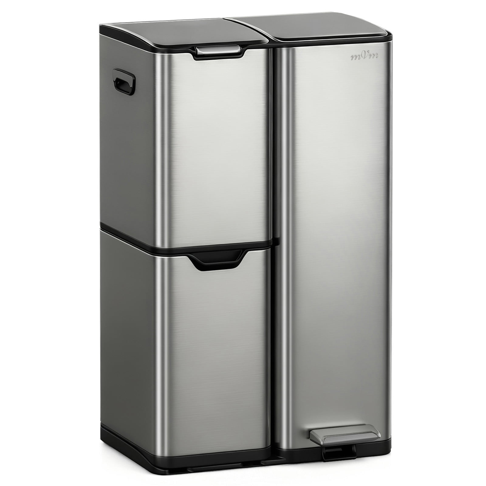 mVm 16 Gal 3 in 1 Kitchen Step Trash Can, Heavy Duty Anti Fingerprint Brushed Recycling Bin for Office