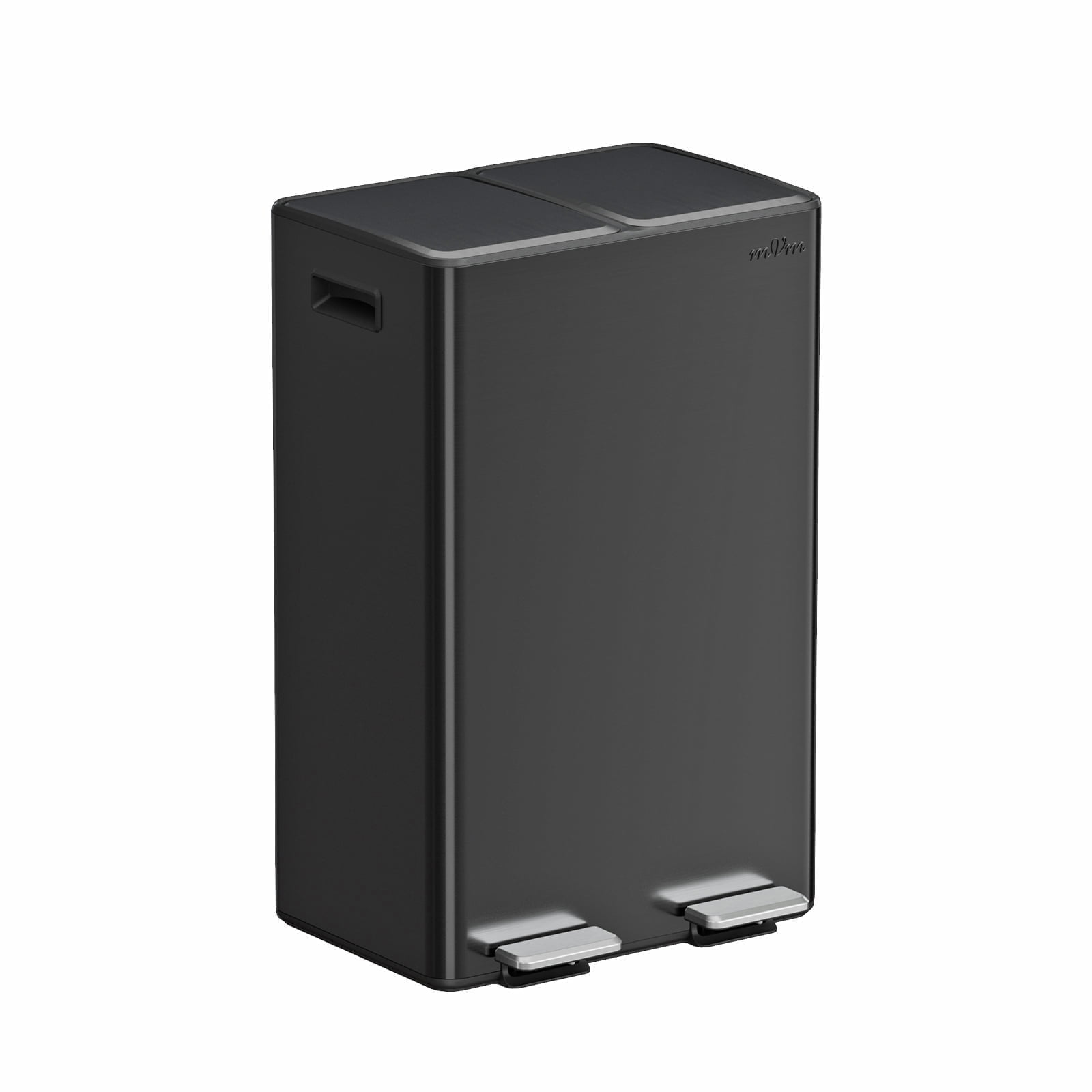 mVm 16 Gal Dual Trash Can, Recycling Garbage Bin for Kitchen Home Office (Black)