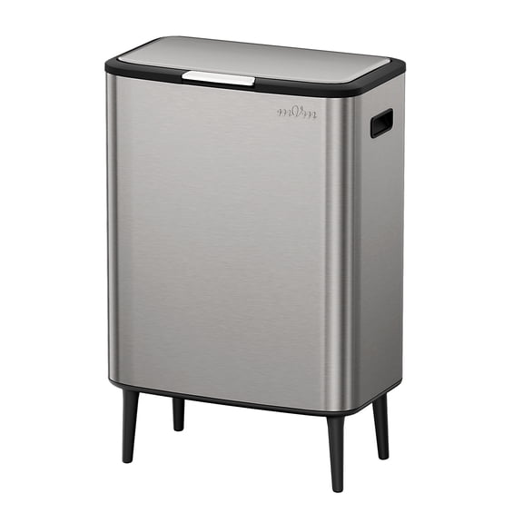 mVm 16 Gal Kitchen Trash Can, Large Raised Trash Can with Small Compost Bin and Inner Bin, Touch-on Garbage Can with Lid(Gray)