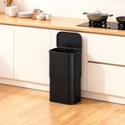 mVm 16 Gal Kitchen Trash Can, Touch Top Large Garbage Can Black