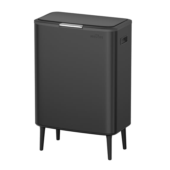 mVm 16 Gal Kitchen Trash Can, Touch-on Raised Trash Can with Small Compost Bin and Removable Inner Bin , Large Garbage Can with Lid (Black)