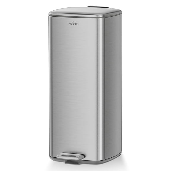 mVm 8 Gal Kitchen Trash Can, Step Trash Can with Lid, Smooth Square Garbage Bin for Home Office (Tin)