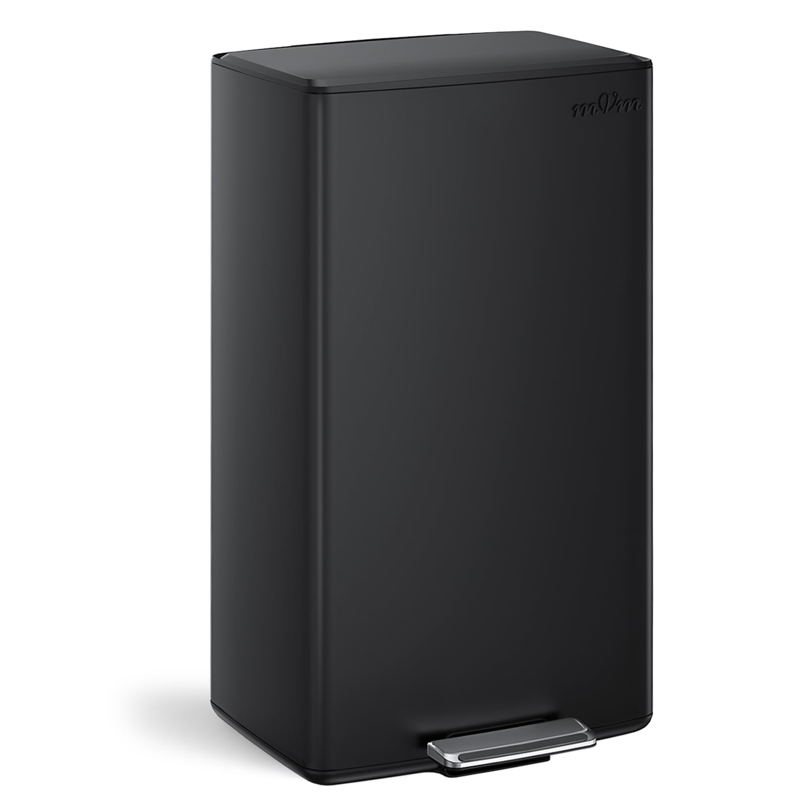 mVm Black Trash Can, 10.6 Gal Stainless Steel Kitchen Trash Can with Foldable Pedal (Black)