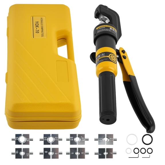 maXpeedingrods 10 Tons Hydraulic Crimping Tool with 9 Dies, Battery Cable Crimper Tool, Hydraulic Wire Rope Crimping Tool for 12 to 2/0 AWG, 1/16" 1/8" 3/16" Battery Cable Ends Ring Terminals
