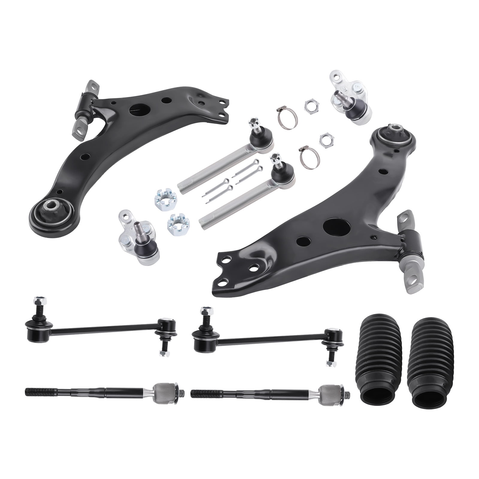 maXpeedingrods 12Pc Suspension Kit for Toyota Highlander 2004-2007 Lexus RX350 2007-2009 RX330 2004-2006, Front Lower Control Arm with Lower Ball Joint Sway Bar Links Outer Inner Tie Rods Boots