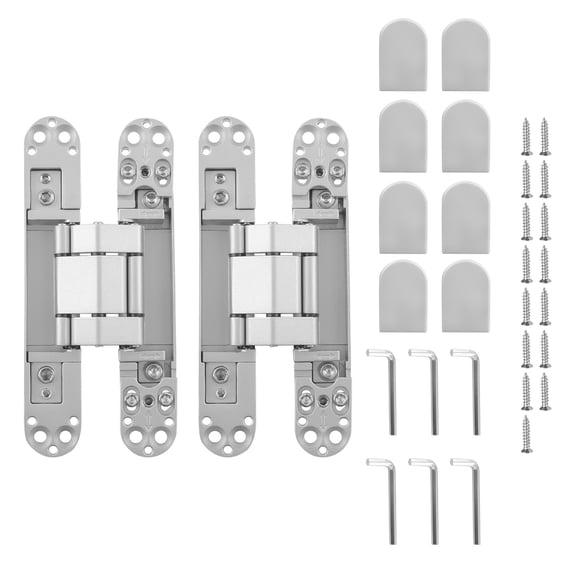 maXpeedingrods 2Pcs Hidden Door Hinge, 7 Inch Invisible Hinges for Doors, 3 Way Adjustable & Heavt Duty Hinges, 180 Degree Concealed Door Hinge for Door Thickness >45mm (Silver)