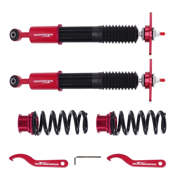 maXpeedingrods 2Pcs Rear Coilovers for Dodge Challenger SRT8 2008-2010 RWD, for Dodge Charger RWD 2006-2010, 24 Levels Damper Adjustable Coilovers Suspension Kit, Height Adjustable Lowering Kit, Red