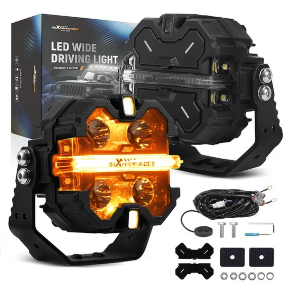 maXpeedingrods 3.5 Inch LED Off Road Lights 160W 19200LM, Auxiliary Fog Light Spot, 7 RGB Colors for Ambient, 270Side Shooter Wide Range, Light Bar for Jeep SUV Pickup ATV with Black Covers