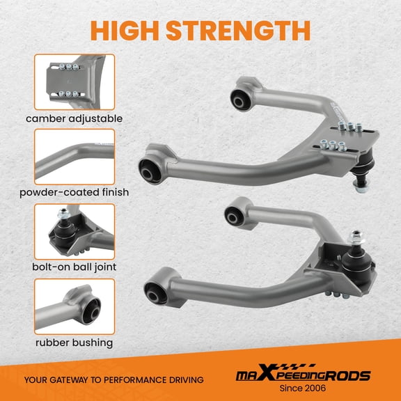 maXpeedingrods +/-3 Adjustable Camber Arm for 2005-2023 Chrysler 300 RWD Dodge Challenger Charger Magnum RWD, Front Upper, 2Pcs, Gray
