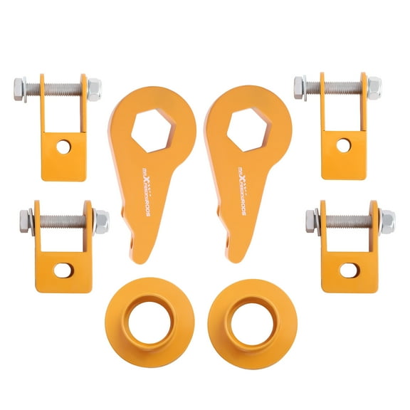 maXpeedingrods 3" Front & 2" Rear Leveling Kit for Chevy 2000-2006 Avalanche Tahoe Suburban Yukon Escalade 6-Lug Trucks, 1-3" Adjustable Torsion Key w/Shock Extenders, Golden Yellow