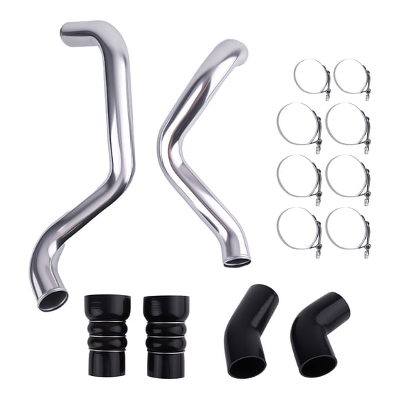 maXpeedingrods 3" Intercooler Pipe Boot Kit for GMC Sierra Chevy Silverado 2500 HD 3500 6.6L LB7 Duramax Diesel 2002-2004, Electrophoresis Coated Clamp-on Aluminum Pipes with Boots & Clamps
