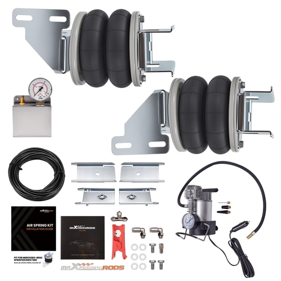 maXpeedingrods 5000 lbs Rear Air Suspension Bags Kit & Portable Air Compressor for Mercedes-Benz Sprinter 2006-2022 Single Rear Wheel Round Axle
