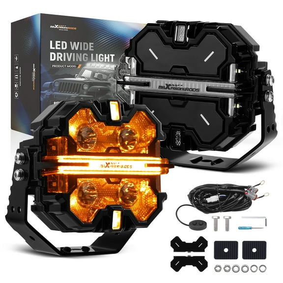 maXpeedingrods 5in 212W Off Road Lights Bar 25440LM, LED Spot with 7 RGB Colors for Ambient & Auto Shift Mode, 270Side Shooter Ditch Lights, Fog Light for Jeep SUV Pickup UTV ATV with Black Covers