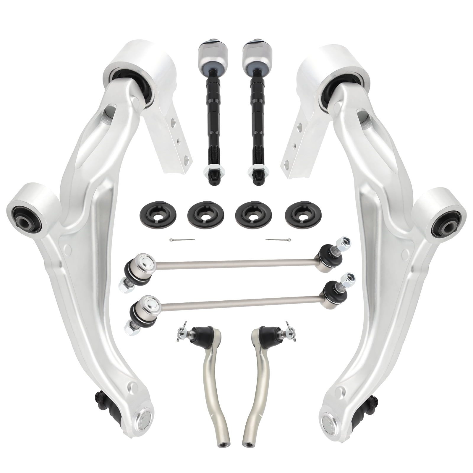 maXpeedingrods 8Pc Front Lower Control Arms for 2009-2015 Honda Pilot, Suspension Kit w/Ball Joints Sway Bar Links Outer & Inner Tie Rods