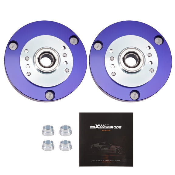 maXpeedingrods Camber Plates for BMW E46 3 Series 316i 316ti 318i 318ci 318ti 320i 320cic 323i 323cic 325xi 325ci 325ti 328i 328ci 330i 330xi 330ci M3, 2 Pcs Front Coilover Top Mount Blue