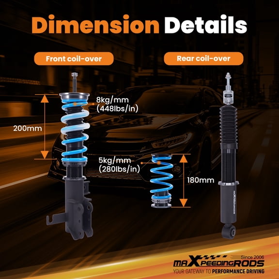 maXpeedingrods Coilover for Buick Regal FWD 2011-2017, 24 Levels Damper Adjustable Coilovers Suspension Kit Strut, Height Adjustable T6 Upgraded Lowering Kits Blue