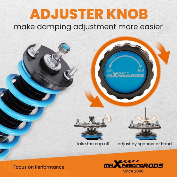 maXpeedingrods Coilover for Honda CR-V 1996-2001 RD1-RD3 FWD & AWD, 24 Level Damper Adjustable Coilovers Suspension Kit, Height Adjustable Shock Absorber Struts, T6 Upgraded Lowering Kit Blue