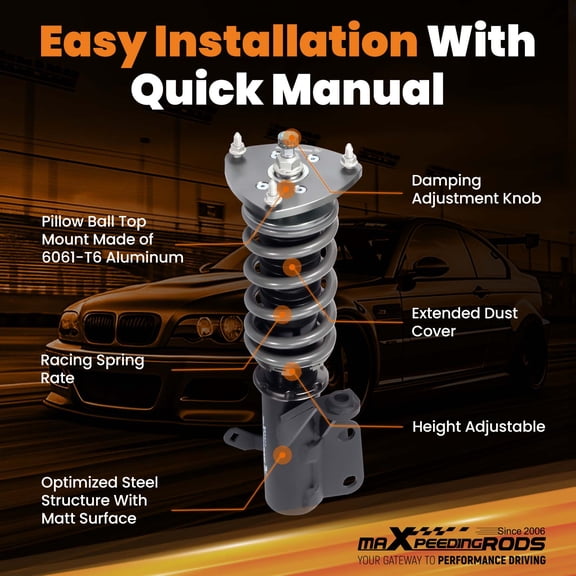 maXpeedingrods Coilover for Honda CR-V 2002-2006, 24 Levels Damper Adjustable Coilovers Suspension Kit, Height Adjustable Shock Absorber Struts Lowering Kit, T7 Upgrade Racing Series