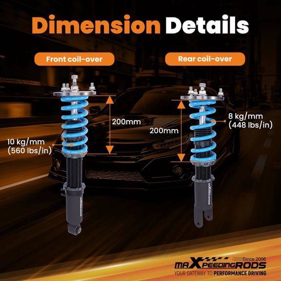 maXpeedingrods Coilover for Mazda RX-7 FD3S Chassis 1993-1995, 24 Levels Damper Adjustable Coilovers Suspension Kit Strut, Height Adjustable T6 Upgraded Lowering Kits Blue