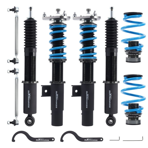 maXpeedingrods Coilover for VW Jetta MK5 Mk6 2005-2019, for VW Golf Mk5 Mk6 2003-2012, 24 Levels Damper Adjustable Coilovers Suspension Kit Strut, Height Adjustable T6 Upgraded Lowering Kits Blue