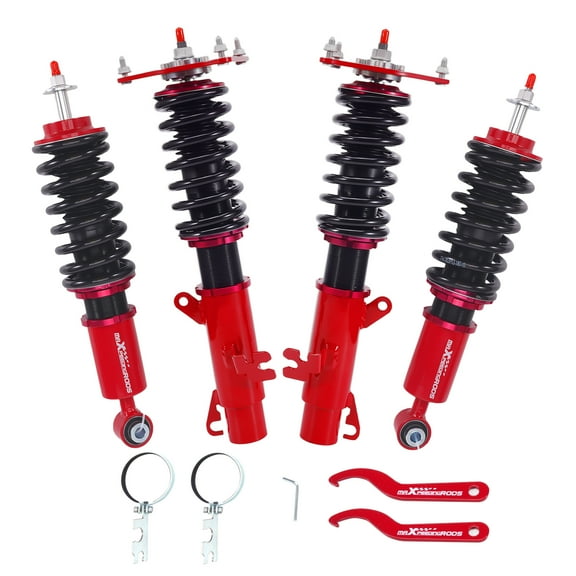 maXpeedingrods Coilovers for MINI R50, R53 Cooper FWD 2001-2006, for MINI R52 Cooper FWD 2004-2007, 24 Levels Damper Adjustable Coilovers Suspension Kit, Height Adjustable Lowering Kit, Red