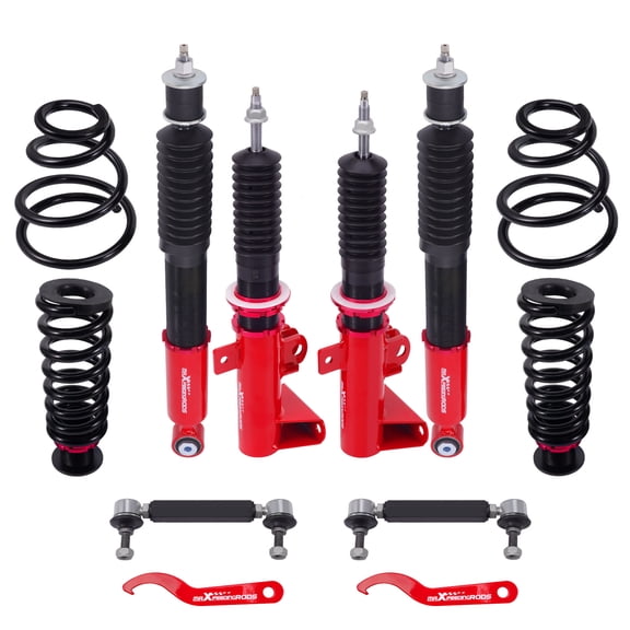 maXpeedingrods Coilovers for Mercedes-Benz C-Class W203 2000-2007, for Benz CLK C209/W209/A209 2002-2010, 24 Levels Damper Adjustable Coilovers Suspension Kit, Height Adjustable Lowering Kit, Red