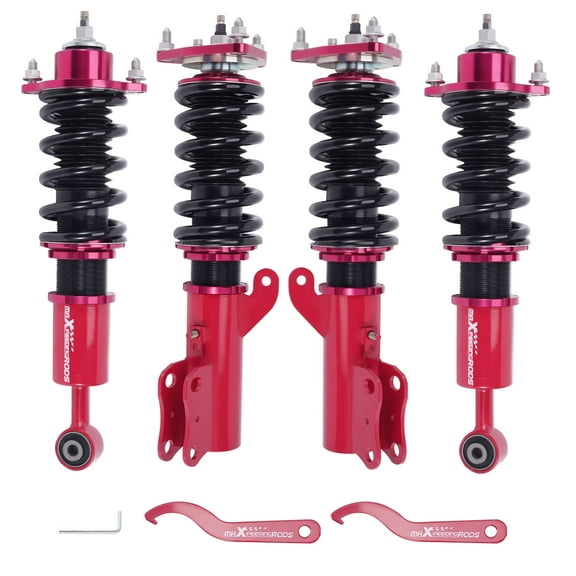maXpeedingrods Coilovers for Mitsubishi Lancer CX/CY 2008-2016, for Mitsubishi Outlander Sport GA 2011-2020, 24 Levels Damper Adjustable Coilovers Suspension Kit, Height Adjustable Lowering Kit, Red