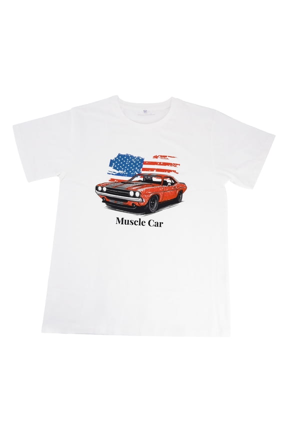 Cool Graphic T-Shirt for Car Guys Vintage Classic USA Flag Muscle Car Graphic TeeFunny Racing T-Shirt