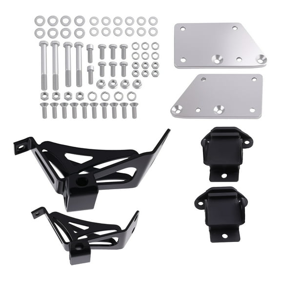 maXpeedingrods Engine Swap Mount Brackets for Chevy LS Engine into Chevy C10 2WD 1963-1972 Chassis, Sheet Metal Complete Bolt-On Engine Mount Brackets with Rubber Motor Mounts, Adapter & Bolts